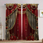 2 tk punast valge taustaga tr&uuml;kitud kardinat, torutaskuga kardinad 30*65, magamistupp ja elutuba, ruumide kaunistamine, kodu kaunistamine 14Wx39L(35x100CM)x2