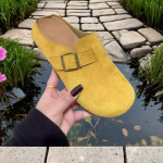 Retro Mori Birkenstocki naiste kevadine uus paksude talladega sisemise k&otilde;rgendusega kottpea poolsaapad 35 kollane