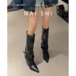 V&ouml;&ouml;pandla~ P&uuml;ksid Saapad Paksude Kontsadega Saapad Pikad Saapad Naiste Spice Girl K&otilde;rged Saapad Teravaotsalised Mustad P&uuml;ksisaapad Praetud T&auml;nav 40 tumepruun v&auml;rv