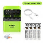 PALO1.5V AA+AAA Nutikas Laadija K&otilde;rge j&otilde;udlusega Laetav Aku 1.5V AAA Liitiumioonakuga 5pcs roheline