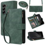 Kvaliteetne nahast &auml;ritelefoni &uuml;mbris Samsung Galaxy Z Fold 7 jaoks T&otilde;mblukuga rahakott Kaardipesa Magnetiline klappkate Z Fold 6 5 4 3 jaoks For Galaxy Z Fold 3&Case & Strap gray