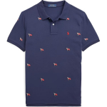 Polo Ralph Lauren Polo S&auml;rk Lipu Tikandiga Puuvillane Piqu&eacute; N&ouml;&ouml;p L&uuml;hike Varrukas Laste Topp S&uuml;gavsinine 323910226-001 L