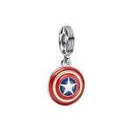 Pandora Avengers Kapten Ameerika Kilp Ripats Unisex Ehted H&otilde;bedane Punane 790780C01 Box,F,Silver/Red