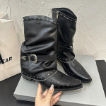 Trendikad L&auml;&auml;ne-Ameerika Kauboi Saapad Terava Ninaga R&uuml;&uuml;tli Stiilis Naiste Uued Vintage V&auml;ikeses Koguses V-kujulise Sissel&otilde;ikega Suured Kruvitud P&uuml;ksisaapad 35 must