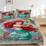 3 tk Printsess Ariel Voodipesukomplekt 1 Pehme Tekikate + 2 Padjap&uuml;&uuml;ri, Masinpestav Sobib K&otilde;ikideks Hooaegadeks B073 135x200cm
