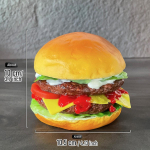 Maitsev kiirtoit veiseliha burger friikartulid plakat ja v&auml;ljatr&uuml;kid l&otilde;uendimaal seina kunstipildid s&ouml;&ouml;gituppa burgeripoodi kodu kujundus