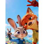 Disney teemantmaalimise komplekt Klassikaline Judy ja Nick F&auml;nnikunst 5D teemantmaalimine ristpiste mosaiik kodu kaunistus Round 50x70cm blue