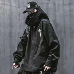 Emo Mehed Jaapani Harajuku Alt dressipluus Oversize kapuuts, pikk kuub Hip Hop gooti riided T&auml;navar&otilde;ivad Techwear mantel Topid riided L must