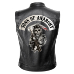 Sons of Anarchy Nahkjakk Vest Meeste Mootorratta kevadjoped SOA Punk Must Motorrad Gilet L must