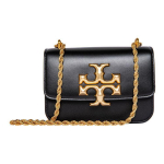 Tory Burch Eleanor 3D Messingist Ikooniline Topelt-T Logo Reguleeritav Metallist Kettrihm Nahast V&auml;ike Ruudukujuline Crossbody &Otilde;lakott Naiste kotid Must 73589-001 Basic Set (Bag+Dust Bag)