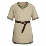 Keskaegne viikingite tuunikas&auml;rk V-kaelusega l&uuml;hikeste varrukatega Tikand V&ouml;&ouml;ga Cosplay Lava Renessanss S&uuml;ndmused Esinemine Halloweeni kost&uuml;&uuml;m Piraattop M khaki