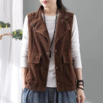 S&uuml;gis Kevad Naiste Kampsun Vest Topelt Sametkangas Kampsun Vest Jakk Lihtne Retro Top Rev&auml;&auml;riga Jakk M kohv