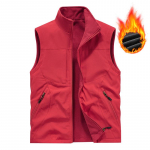 Meeste kahepoolne sametvest sooja vestiga s&uuml;giseks ja talveks, vabaaja plusssuuruses camisole jope XL punane