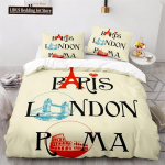 Pariisi Eiffeli torni teemaline tekikottide komplekt Linnamaastik Taevapilv Tekikoti kate Kodu kaunistus Romantiline voodikate Kingi suurus EU single(135x200cm)