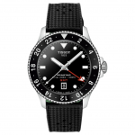 TISSOT Starfish 1000 Seeria Kvartsmehhanismiga 300 Meetrit Veekindel Meeste K&auml;ekell Kell 40mm Must sihver Roostevabast terasest korpus Kummist rihm T1208521705100 must