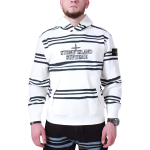 Stone Island v&auml;rviplokk triibuline kirjatr&uuml;kiga kapuutsiga pikkade varrukatega dressipluus Meeste dressipluus Valge 7325601S5-V0001 L white