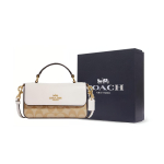 COACH Veisenahast K&auml;ekott, &Otilde;lakott, Crossbody kott V&auml;ike Naiste Khaki Kriidivalge Gift Box Set (Basic Set + Black Gift Box) black