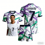 Suvine uus komplekt Cristiano Ronaldo Messi Mbapp Yamal 3D tr&uuml;kiga jalgpallis&auml;rk kiiresti kuivav l&uuml;hikeste varrukatega spordikomplekt t&auml;iskasvanutele lastele 100