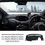 Flanellist armatuurlaua matt Abarth 595 695 jaoks (2012-2024) Fiat 500 (2012-2019) - P&auml;ikesevastane ja peegeldusvastane auto sisematt Right Hand Drive BK / Flannel must