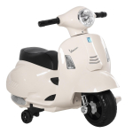 Elektriline lastermototsik Vespa elektriline mootorratas LED-tulede ja heliga, laste elektriline mootorratas lastele vanuses 18-36 kuud, valge 66.5 x 38 x 52 cm valge