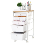 VEVOR ratastega k&auml;ru sahtlitega, 5 sahtliga hoiustaja, mobiilne t&ouml;&ouml;riistak&auml;ru puidust pealsega, terasraam, universaalsed rattad ja 2 pidurit 38.5 x 28.5 x 13.5 cm