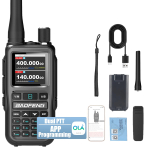 Kahepakend Baofeng UV-5R Mini 5W raadioaparaate | Bluetooth kanalite s&uuml;nkroniseerimine + NOAA tormiteated | Type-C laetav h&auml;daolukordadeks USB Plug punane