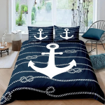 Tumesinine mereteemaline voodipesukomplekt Ookeani ankrukaunistusega tekikott Meremehe piraadi kapteni mere seiklus voodikate lastele poistele EU Single 135*200cm/53x79in 3pcs gray