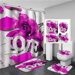 Veekindlad du&scaron;ikardinate komplektid vaipadega Lilletr&uuml;kk Vannitoatooted WC-istmekate libisemiskindel p&otilde;randamatt WC-vaibad vaip 4PCS Full Set