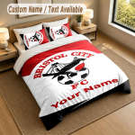 Voodipesukomplekt 1 tekikott 2 padjap&uuml;&uuml;ri Bristol City Tr&uuml;kis Pehme Voodipesu Magamistoa Kaunistus 135cmx200cm red