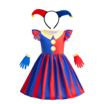 Pomni Halloweeni kost&uuml;&uuml;m lastele The Amazing Digital Circus tegelane Kleit Kindad ja pehmem&auml;nguasi Komplekt Cosplay peoks 130(5-6Y)