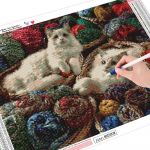 Huacan Animals Cat Teemantmaaling 5D DIY Teemanttikandid Kunst Armsad kassipojad Mosaiik Kodukaunistus 20*30 cm