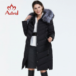 Astrid Talvejope Naiste Parka pluss suurus 6xl Karusnaha pikk kapuuts Soe lukuga puuvillane mantel kontorinaise &uuml;leriided 5XL must