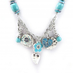 Les Tr&eacute;sors De Lily [G0191] - Collier Cr&eacute;ateur 'Bouquet Fleury' turquoise t&uuml;rkiissinine