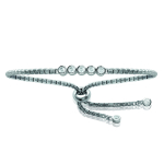 Les Tr&eacute;sors De Lily [M9969] - Bracelet Argent 'Sissi' blanc argent&eacute; (rhodi&eacute;) - 17x3 mm h&otilde;be