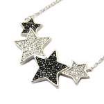 Les Tr&eacute;sors De Lily [P5044] &ndash; h&otilde;bedane kaelakee  Star  must valge h&otilde;be (roodiumiga kaetud) must