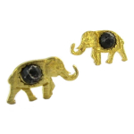 7bis [Q1560] - Boucles artisanales 'Elephant' noir dor&eacute; - 16x9 mm must