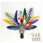 Les Tr&eacute;sors De Lily [Q8000] - Pakis 20 mitmev&auml;rvilist valget 'Tropical' pabersalvr&auml;tikut (sebra - metsik) - 16. 5x16. 5 cm valge