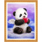 Teemantmaal Panda Angel, kivimaal, ruudukujuline, t&auml;is-, isetegemise, 5d tikandid, teemanttikandid 20X30CM