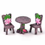 Miniatuurne Fairy Garden Laudtool Resin Craft Micro Landscape Ornament Decor Dark Coffee - with flowers - round table
