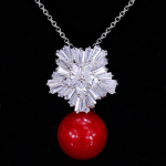 WWJ Kvaliteetne kuubiktsirkooniumoksiid lumelillega punane tilk kaelakeed ripatsid j&otilde;ulukingid valge