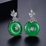 WWJ Retro Green Leaf Tsirkooniumoksiidi h&otilde;bedase v&auml;rvi &uuml;marad k&otilde;rvar&otilde;ngad smaragdroheline