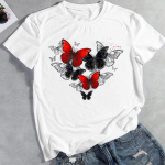 Riietus Casual Love Heart Butterfly 90ndate trend Suvemood Graafiline T-s&auml;rk Naiste Top T-s&auml;rk L&uuml;hikeste varrukatega Naiste T-s&auml;rk L