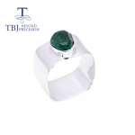 K&auml;sitsi valmistatud smaragdist t&ouml;&ouml;tlemata naturaalsest v&auml;&auml;riskivist s&otilde;rmus originaalse disainiga 925 h&otilde;bedast peened naistele us ring size 7# roheline