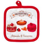Les Tr&eacute;sors De Lily [A2427] &ndash; 'Patisseries' puuvillane potihoidja punane valge (K&auml;sit&ouml;&ouml;line ja maitsev) - 20x20 cm punane