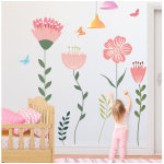 Les Tr&eacute;sors De Lily [R3456] - hiiglaslik kleebis  Giant Flowers  roosa roheline - 233x184 cm Heleroosa