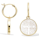 Les Tr&eacute;sors De Lily [R5675] - kullatud r&otilde;ngask&otilde;rvar&otilde;ngad 'Croix de Saint-Benoit' kuldne p&auml;rlmutter - 14 mm 15 mm valge