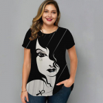 Suvised naiste T-s&auml;rgid Suured topid Kunstiline n&auml;gu Graafiline vaba t&auml;navariietus O-kaelusega r&otilde;ivad L&uuml;hikesed varrukad Naiste S&auml;rgid T-s&auml;rgid 5XL