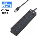 1 tk USB-jaotur Mitme pordiga USB-kiire jaoturi toiteadapter, pikk kaabel l&uuml;litiga ja mitme pikendusega jaotur LM
