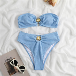 Bandeau kortsus kortsus bikiinid naiste ujumisriided naiste ujumistrikoo Kaheosaline bikiinikomplekt, polsterdatud supluskost&uuml;&uuml;m, ujumine S must