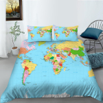 3D World Map voodipesukomplekt k&otilde;rglahutusega digiprindiga udusulgedega tekikott padjap&uuml;&uuml;r 2 v&otilde;i 3 t&uuml;kki AU180 * 210 t&auml;issuuruses kodukaunistus EU Single 135x200cm